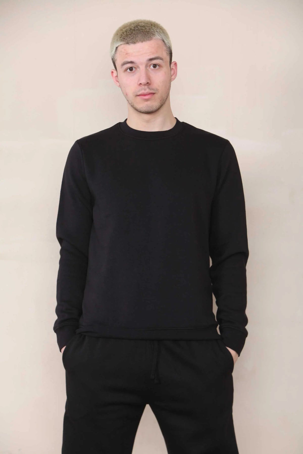 Basic Crew Neck Sweatshirt - Black For Men Cicay