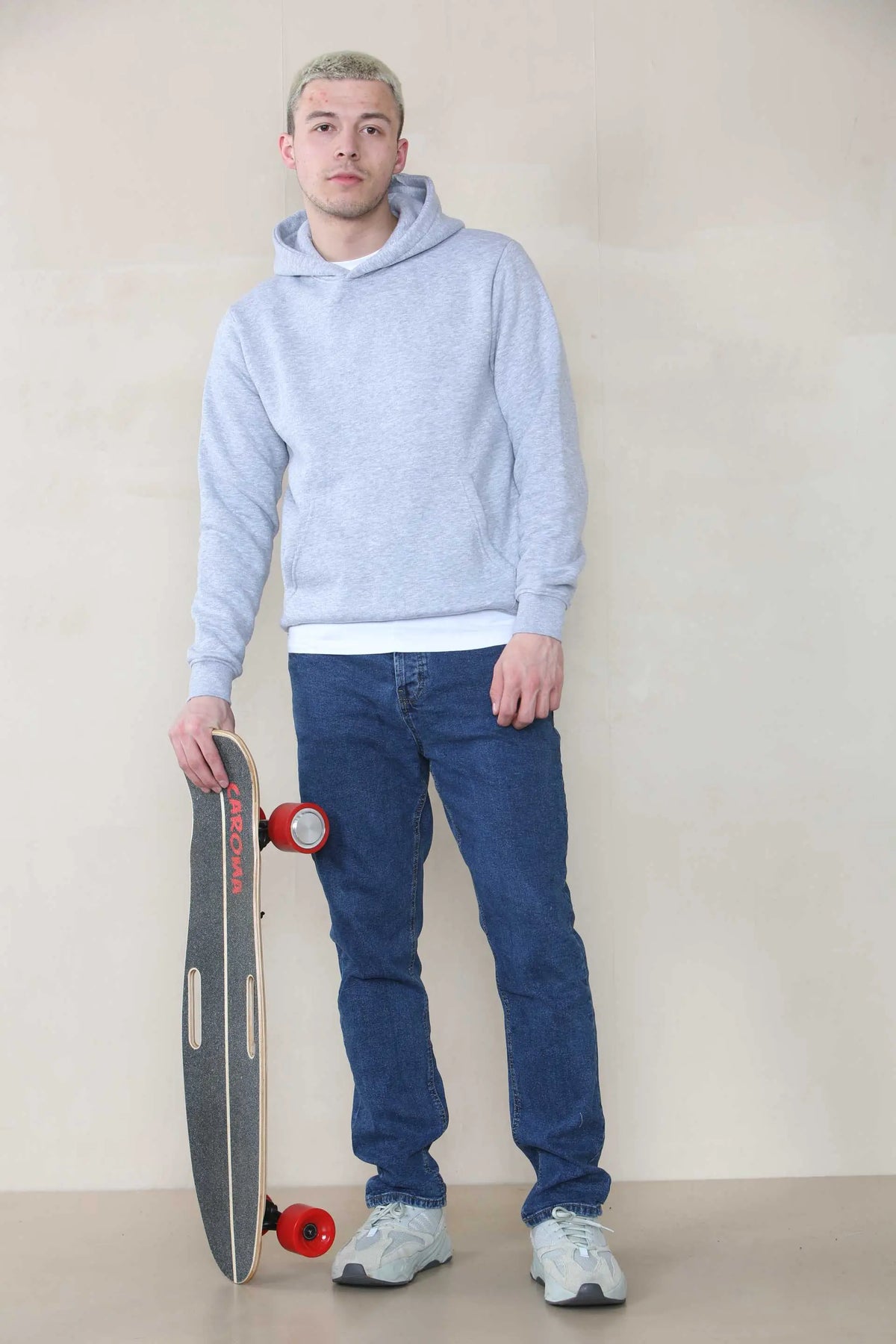 Basic Over The Head Hoodie - Grey Marl For Men Cicay