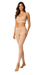 Womens Round Neck Bra with Seamless High Waist Leggings GYM Set