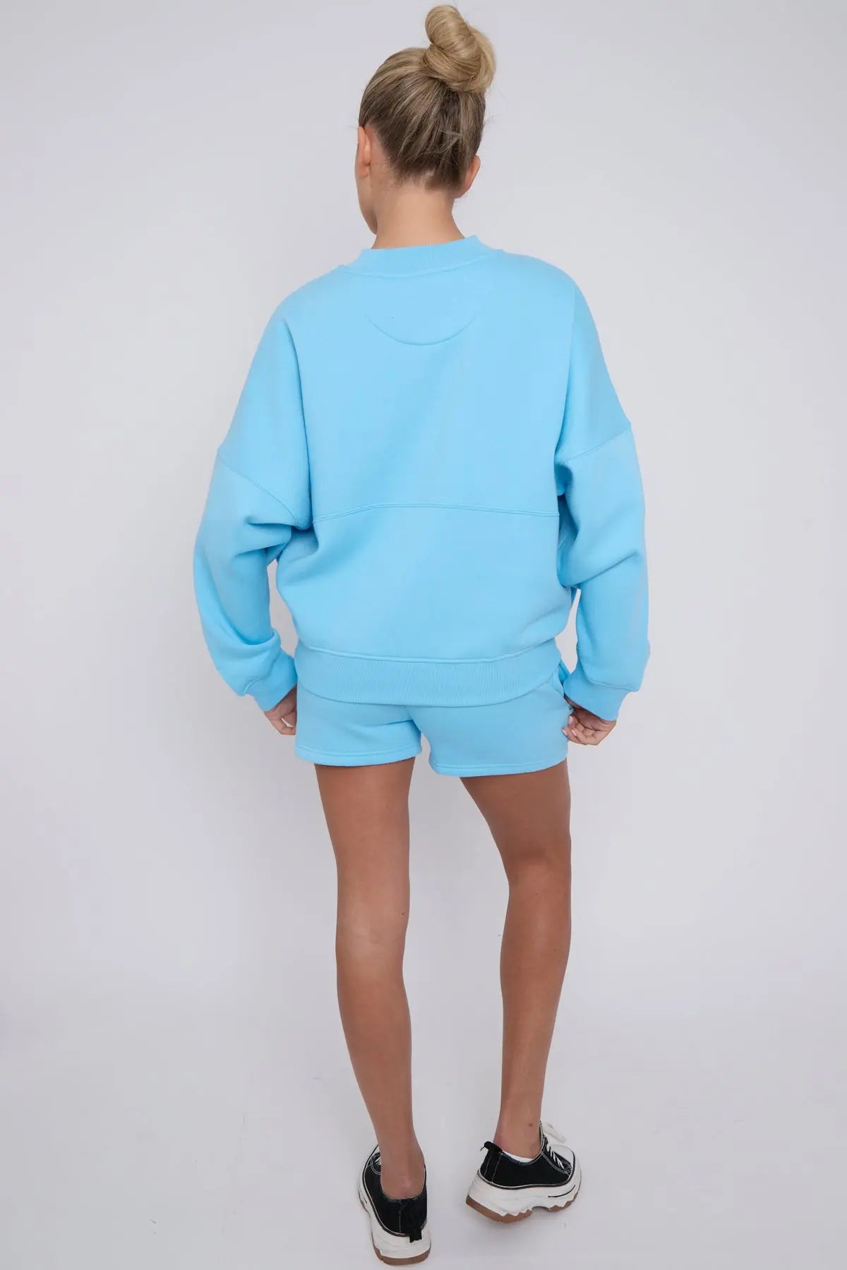 Bomber Neck Zip Through Top and Shorts Loungewear Set Cicay