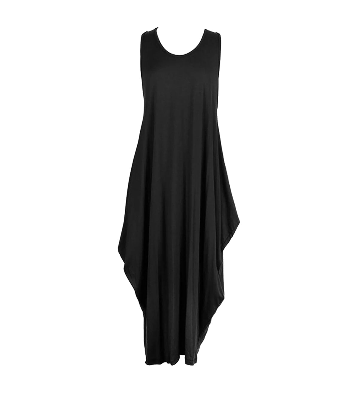 Women's Sleeveless Hanky Hem Maxi Dress in Black