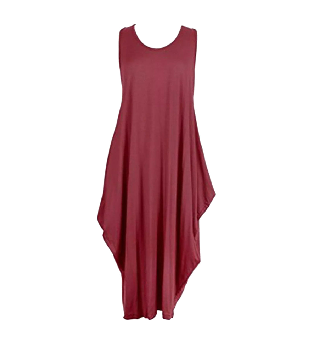 Women's Sleeveless Hanky Hem Maxi Dress in Rust