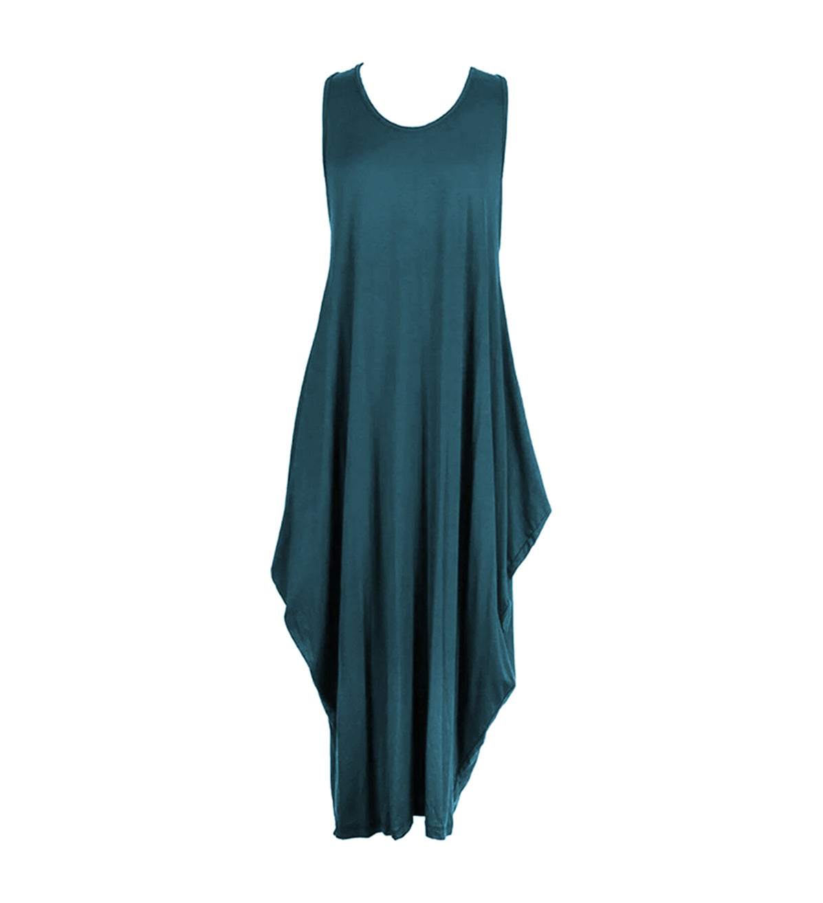 Women's Sleeveless Hanky Hem Maxi Dress in Teal