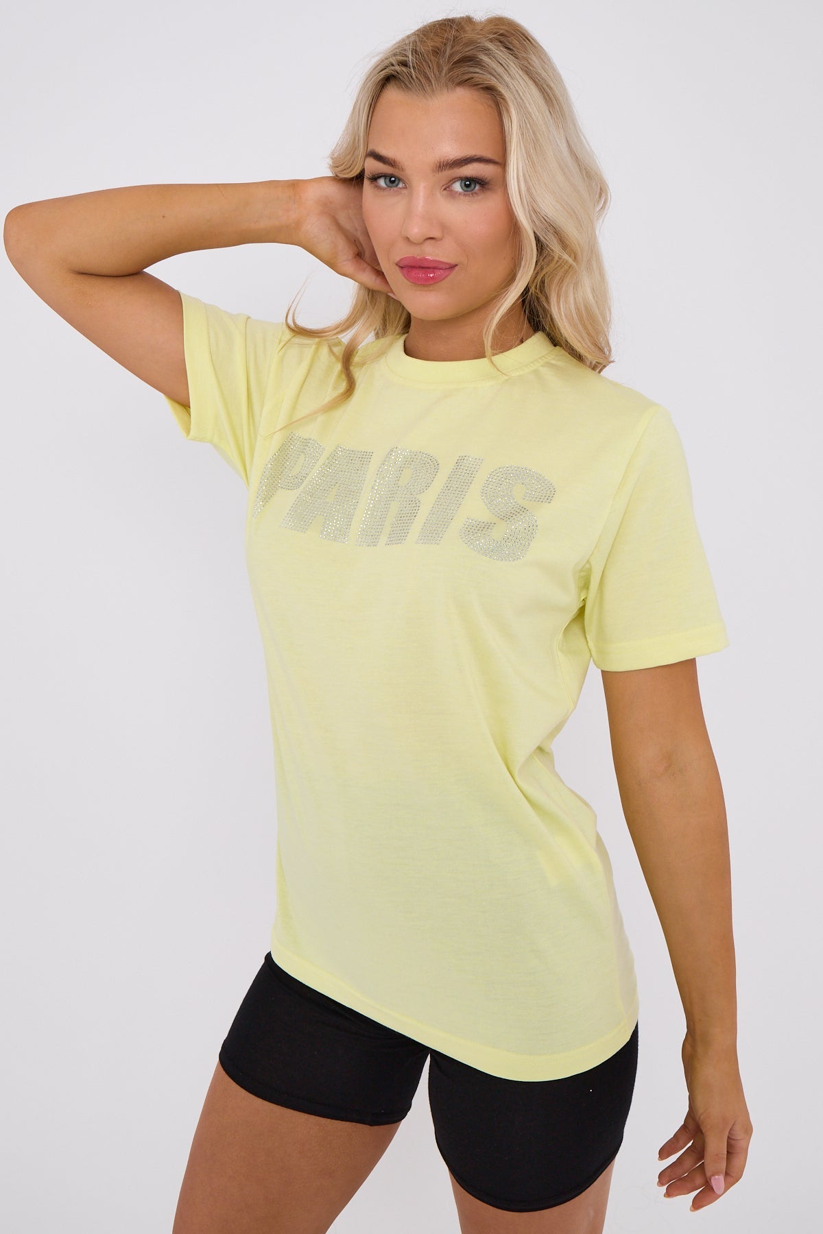 Diamante Paris Regular Fit Round Neck Rhinestone Embellished T-Shirt-2