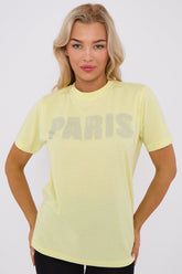 Diamante Paris Regular Fit Round Neck Rhinestone Embellished T-Shirt-0