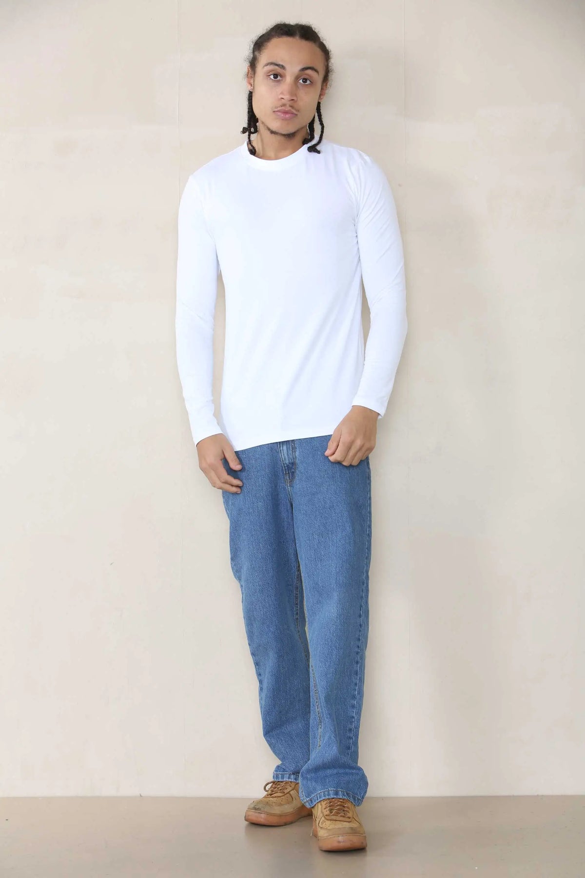 Long Sleeve Muscle Fit T-shirt - White Cicay