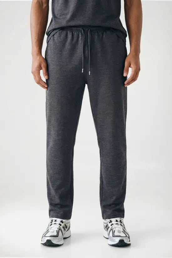 Open Hem Drawstring Joggers - charcoal
