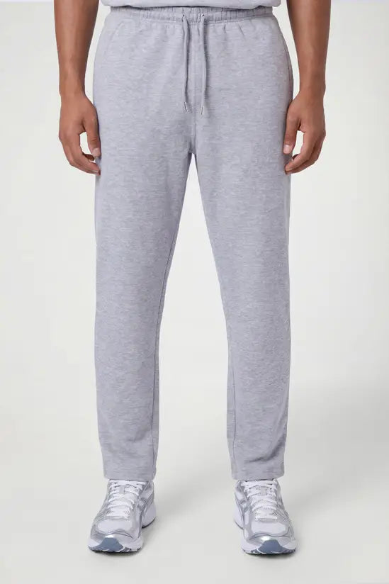 Open Hem Drawstring Joggers - mid grey