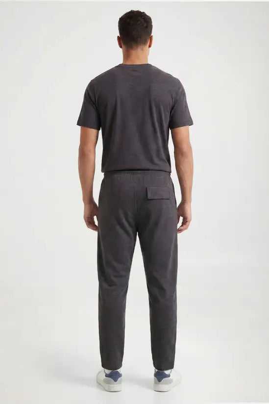 Relaxed Fit Crew Neck Cotton T-Shirt - Charcoal