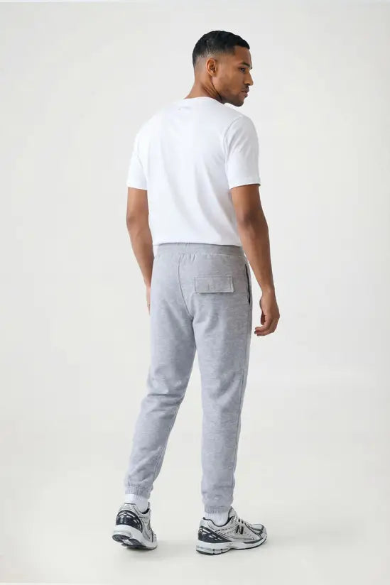 Rib Hem Drawstring Joggers - mid grey
