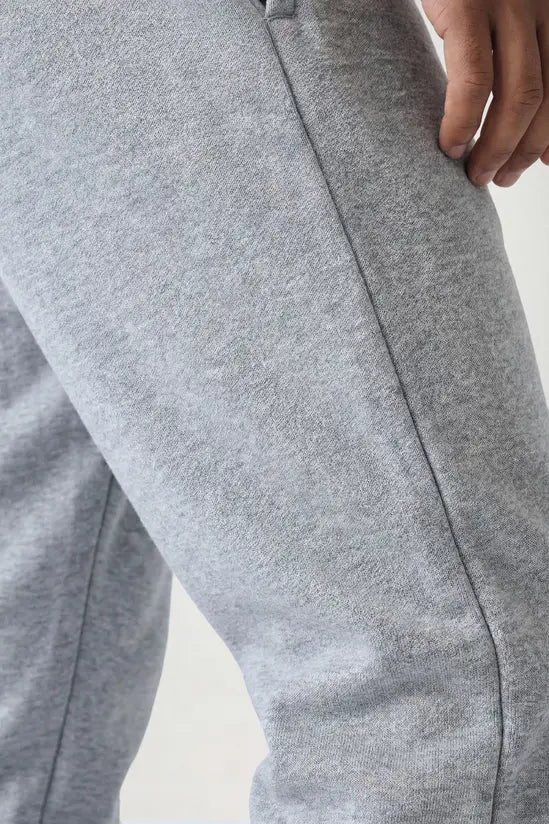 Rib Hem Drawstring Joggers - mid grey