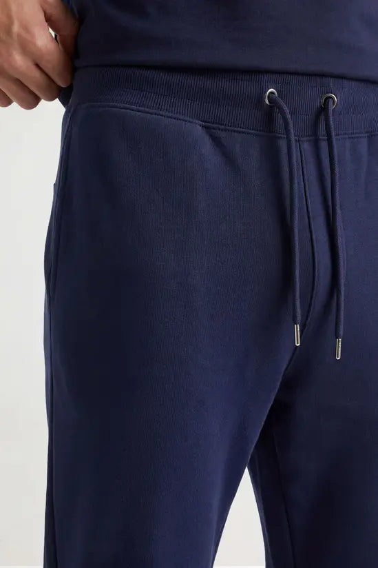 Rib Hem Drawstring Joggers - navy