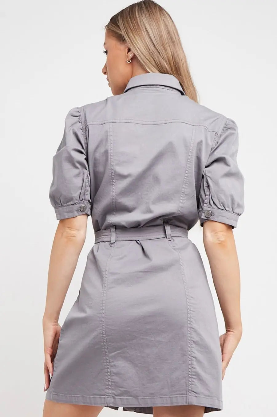 Utility Twill Dress In Grey Cicay