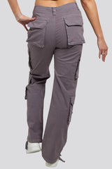 Women's Multi Pocket Twill Combat Stretch Straight Leg Low Waist Cargo Trousers