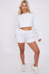 3 Seam Detail Round Neck Crop Top and Short Tracksuit Set-1