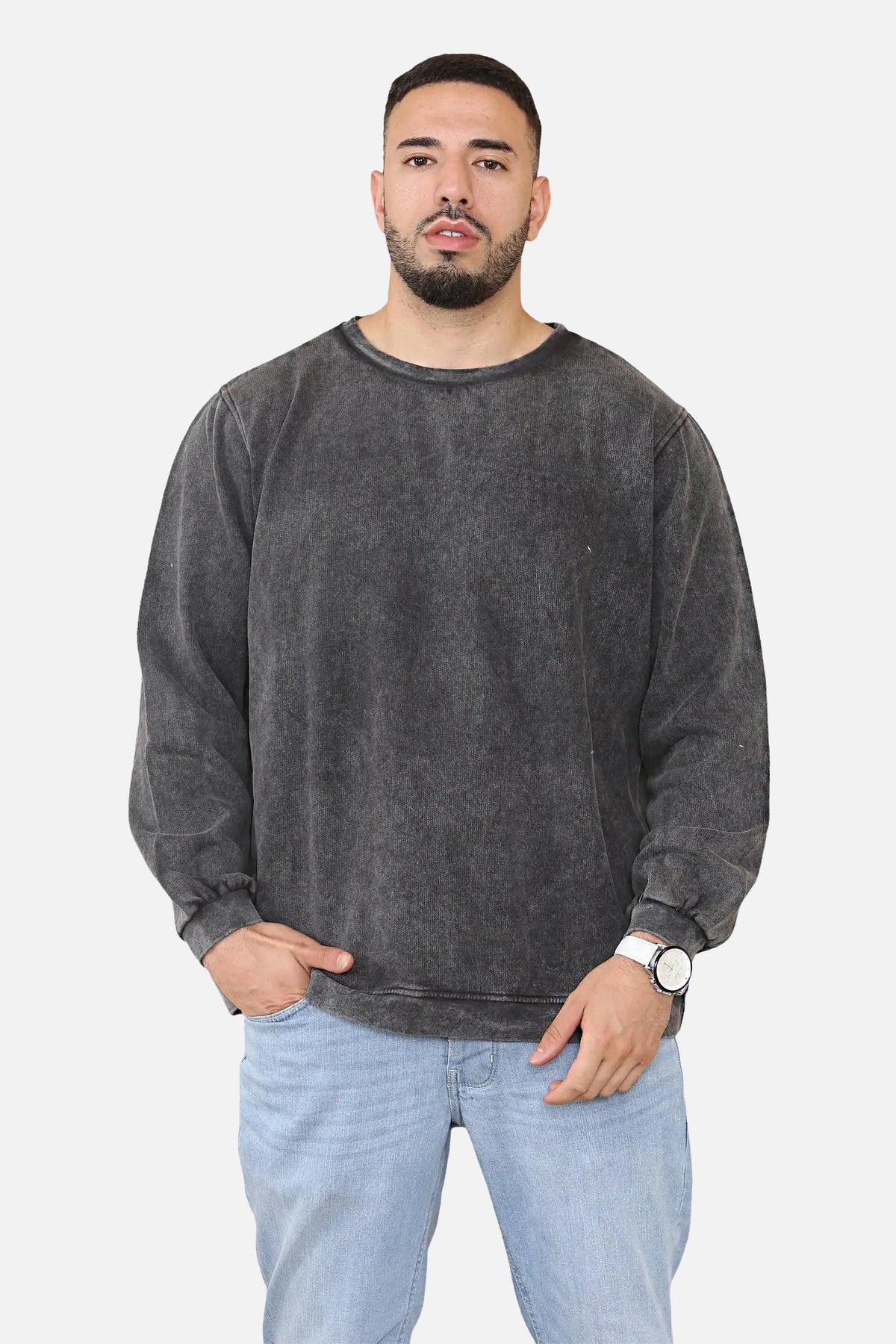 BASIC OVERSIZED EXTENDED NECK SWEATSHIRT For Men