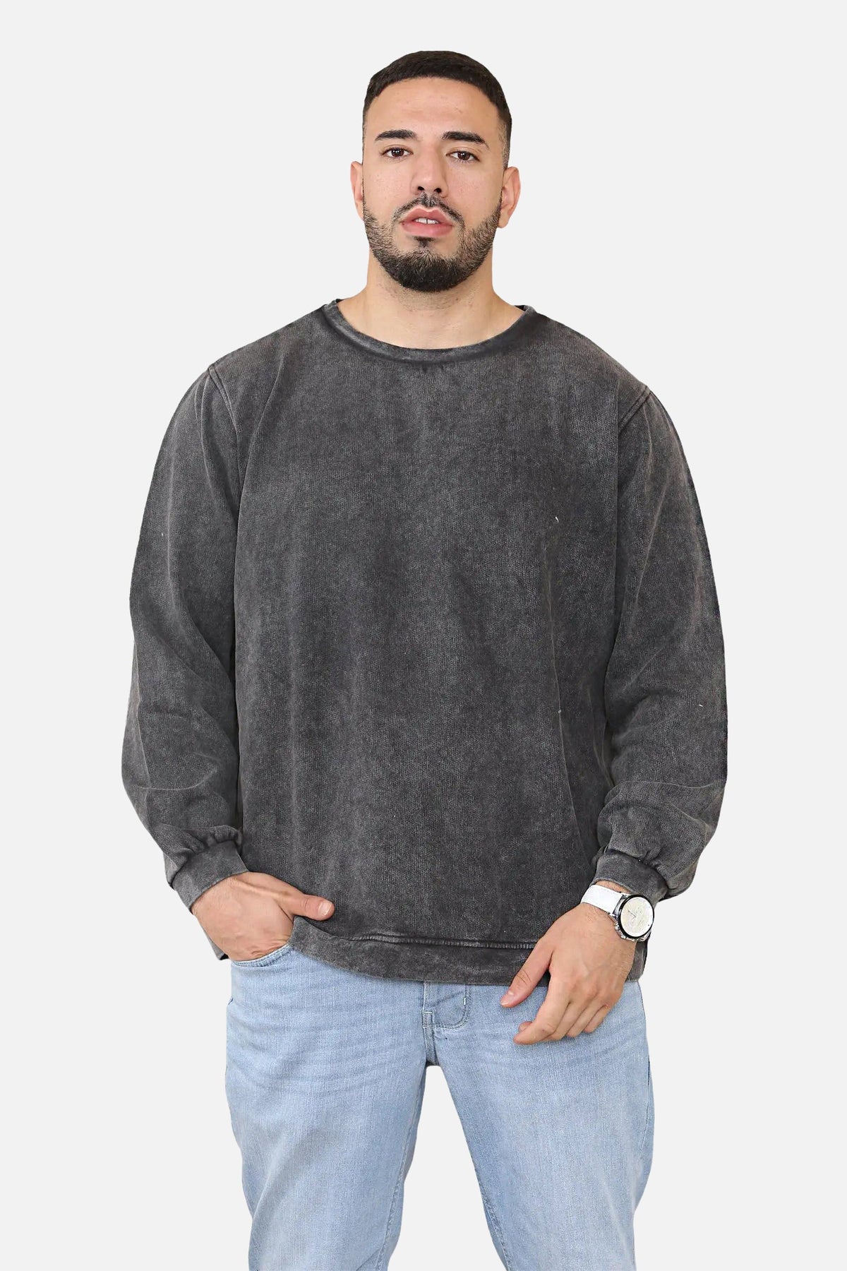 BASIC OVERSIZED EXTENDED NECK SWEATSHIRT For Men-0