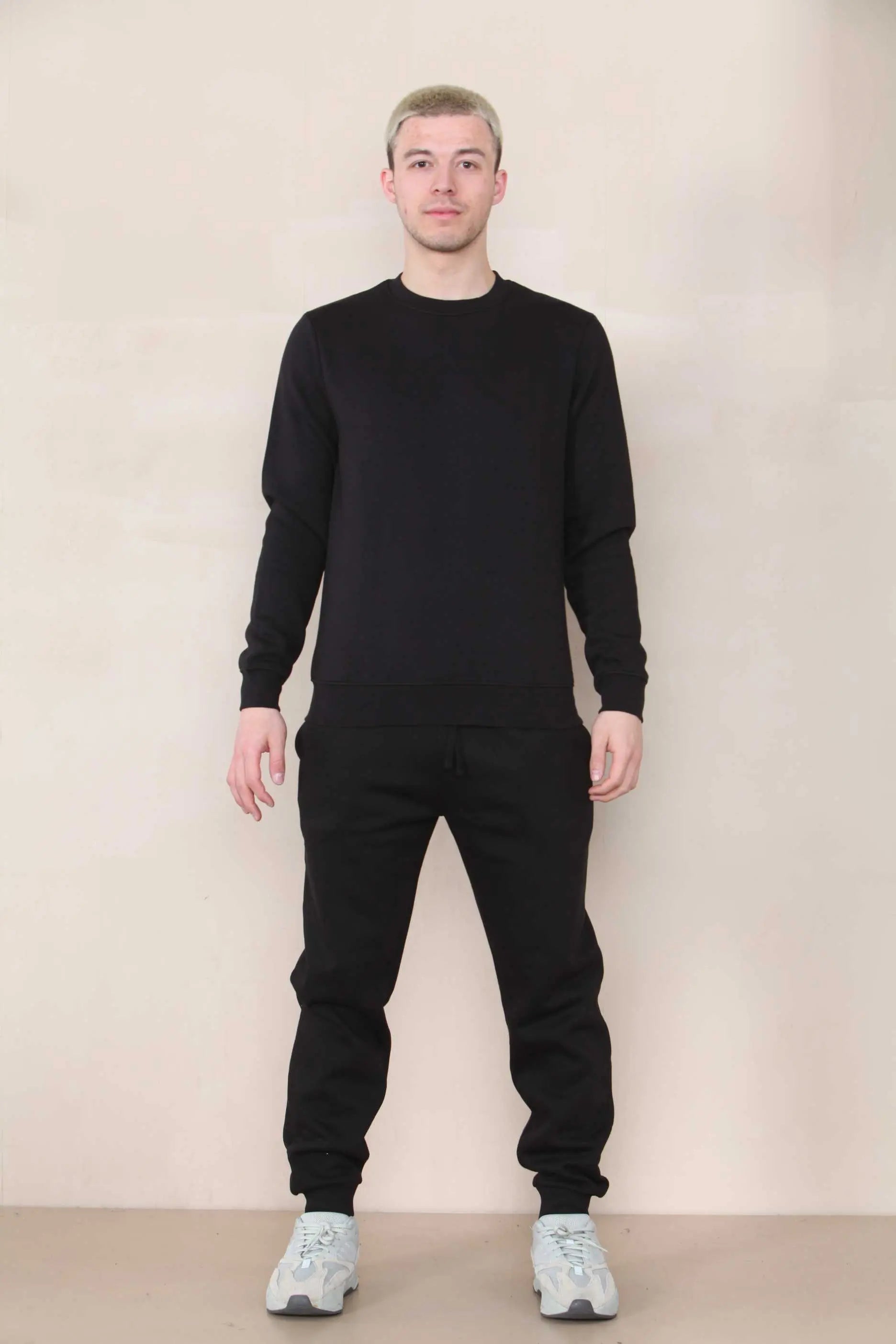 Basic Crew Neck Sweatshirt - Black For Men Cicay