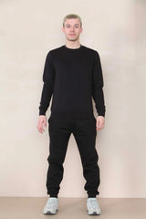 Basic Crew Neck Sweatshirt - Black For Men Cicay