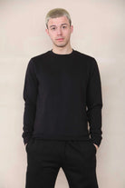 Basic Crew Neck Sweatshirt - Black For Men Cicay