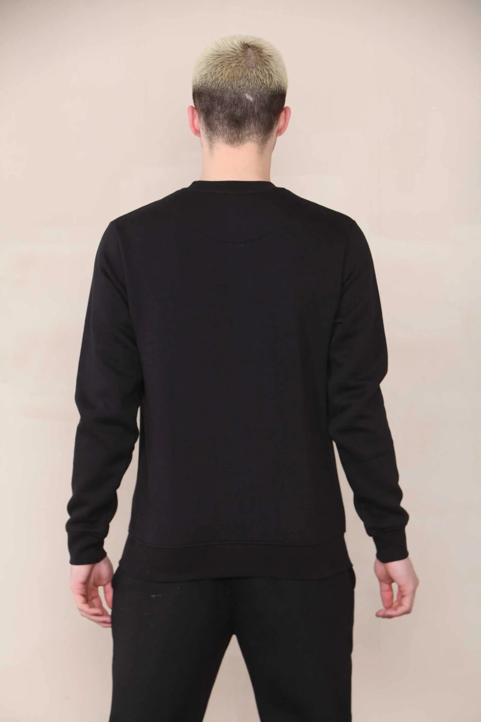 Basic Crew Neck Sweatshirt - Black For Men Cicay