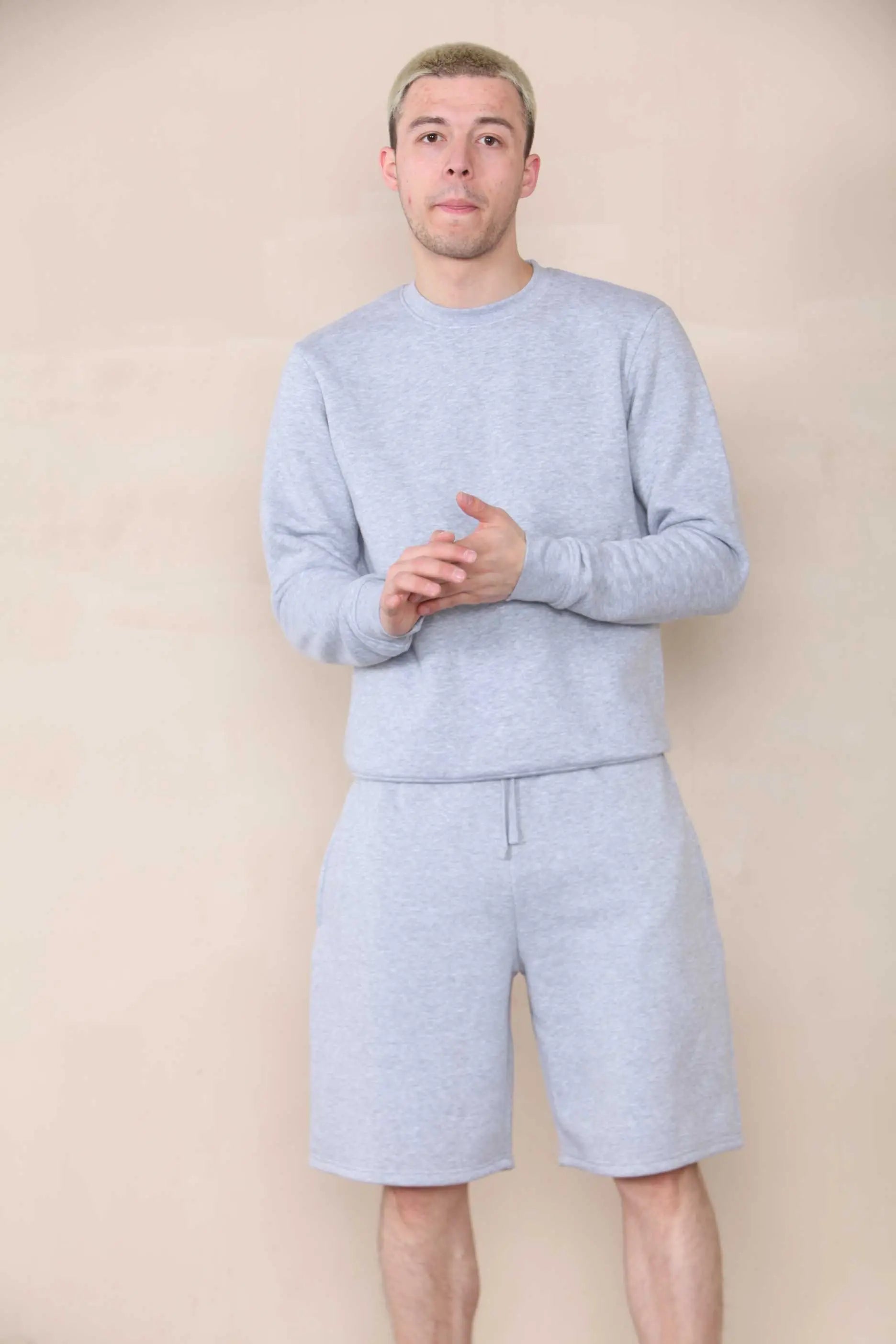 Basic Crew Neck Sweatshirt- Grey Marl  For Men Cicay