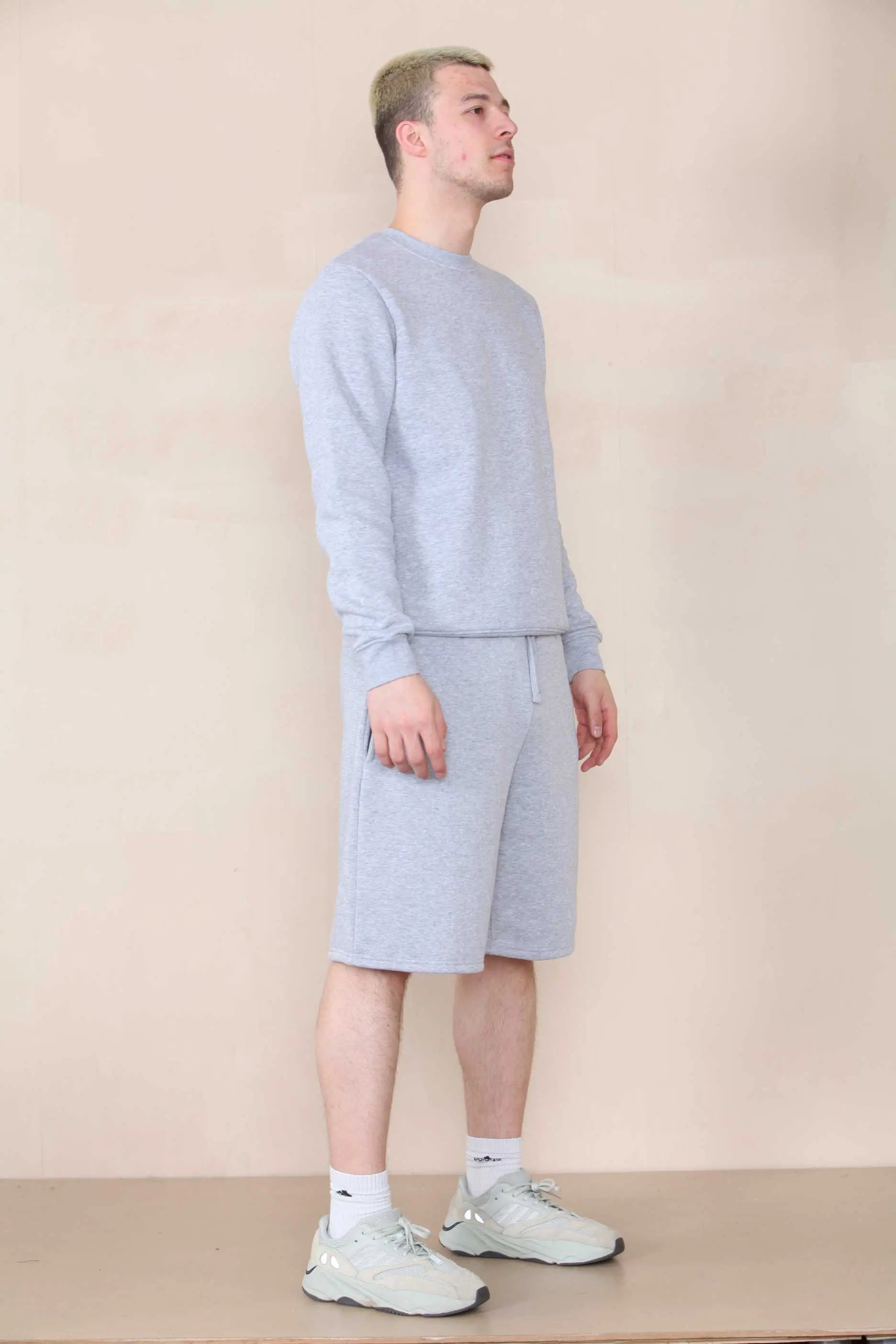 Basic Crew Neck Sweatshirt- Grey Marl  For Men Cicay