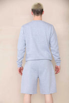 Basic Crew Neck Sweatshirt- Grey Marl  For Men Cicay
