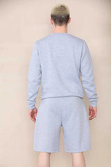 Basic Crew Neck Sweatshirt- Grey Marl  For Men Cicay