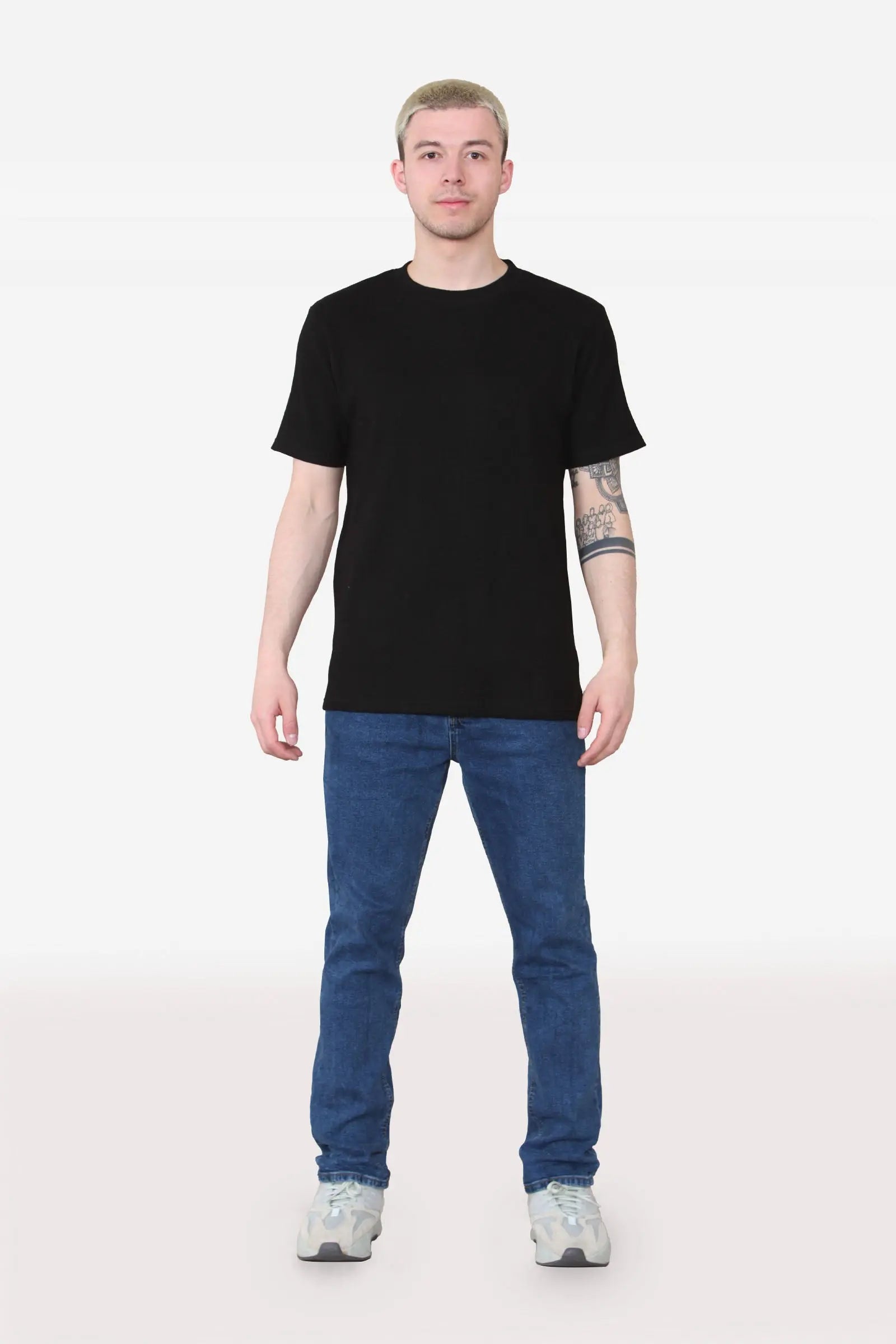 Basic Crew Neck T-shirt - Black  For Men Cicay