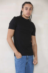 Basic Muscle Fit T-shirt - Black  For Men - Cicay