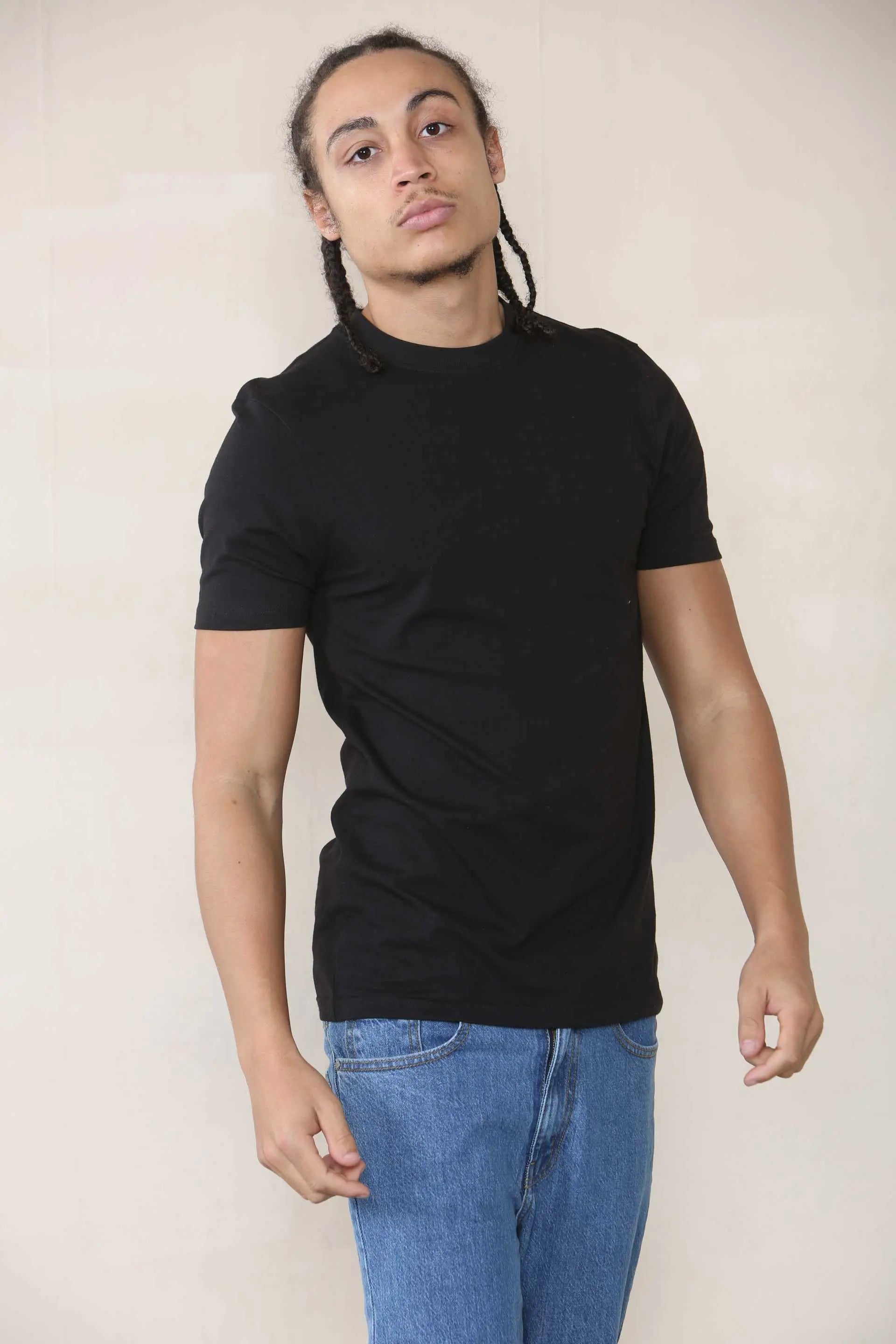 Basic Muscle Fit T-shirt - Black  For Men - Cicay