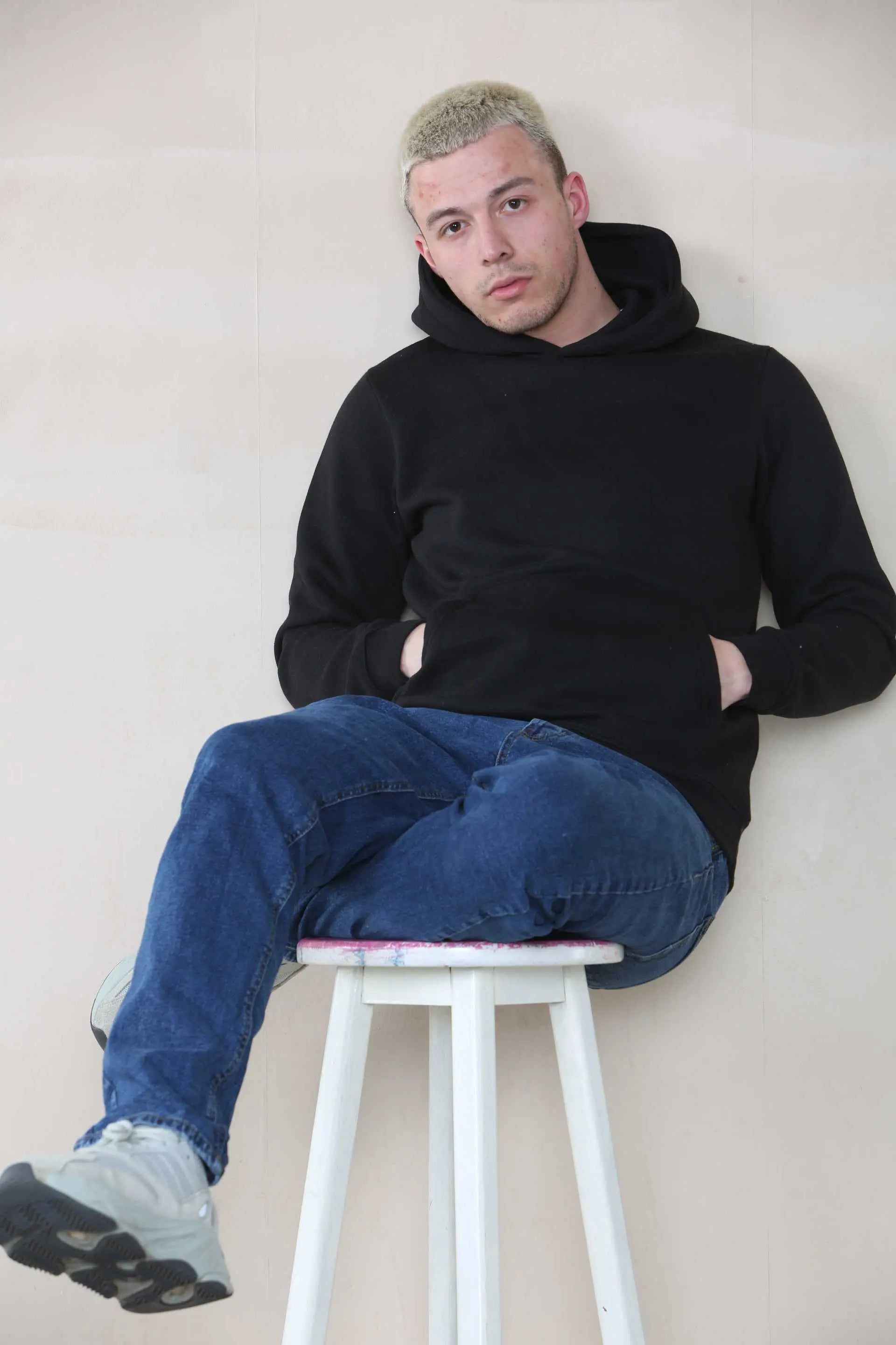 Basic Over The Head Hoodie - Black  For Men Cicay