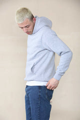 Basic Over The Head Hoodie - Grey Marl  For Men Cicay