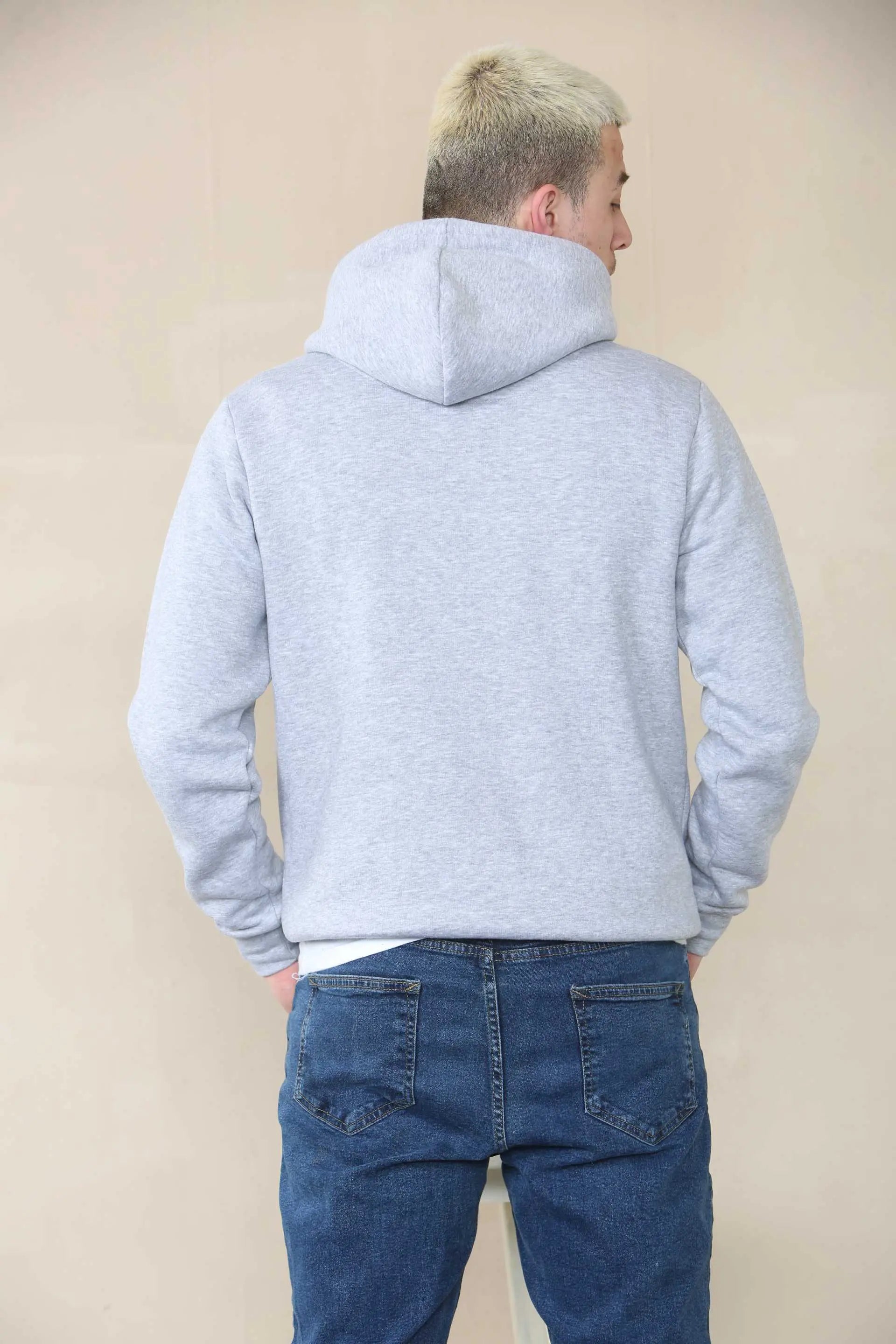 Basic Over The Head Hoodie - Grey Marl  For Men Cicay