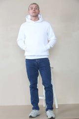 Basic Over The Head Hoodie - White  For Men For Men Cicay