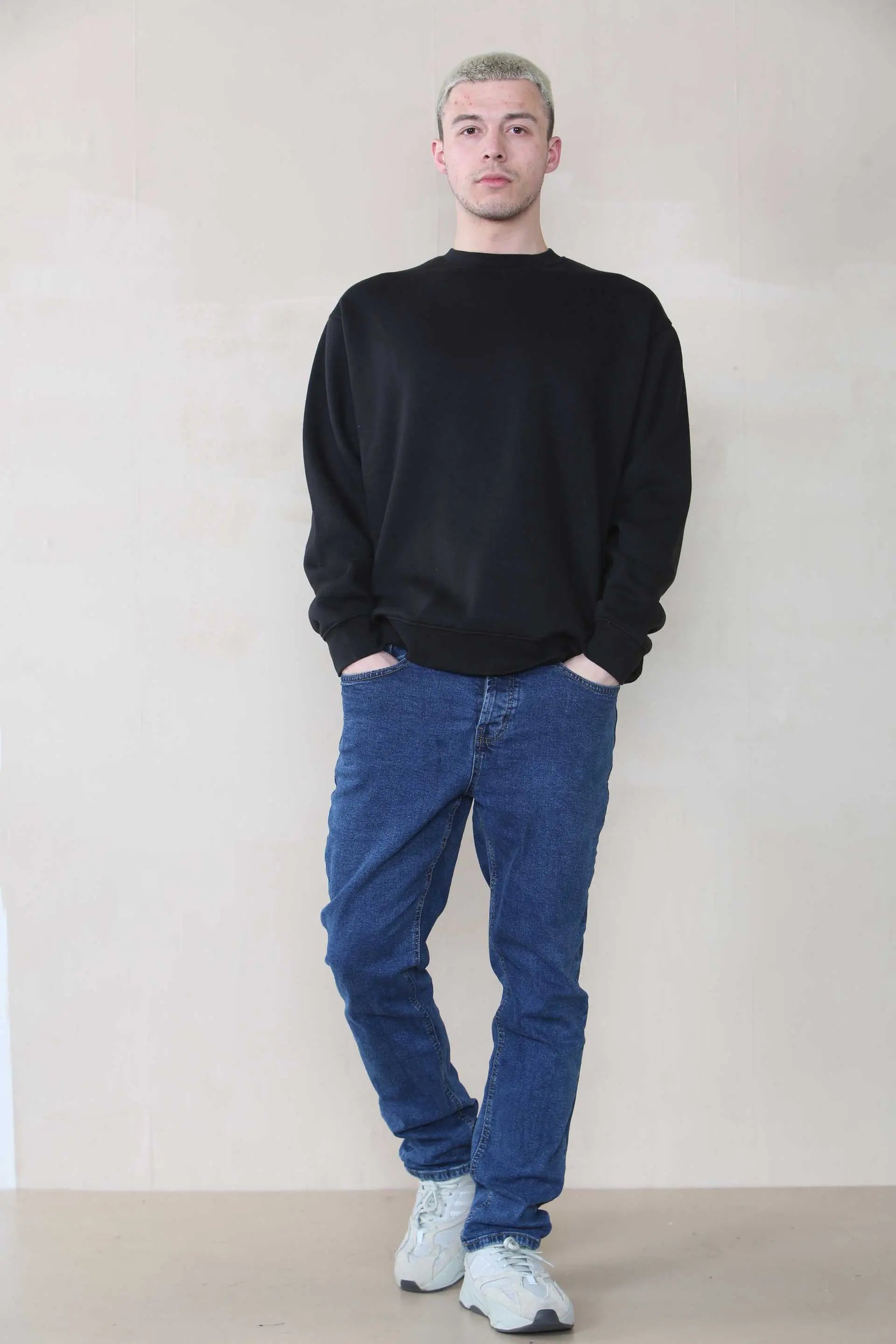 Basic Oversized Crew Neck Sweatshirt - Black For Men Cicay