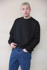 Basic Oversized Crew Neck Sweatshirt - Black For Men Cicay
