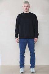 Basic Oversized Crew Neck Sweatshirt - Black For Men Cicay