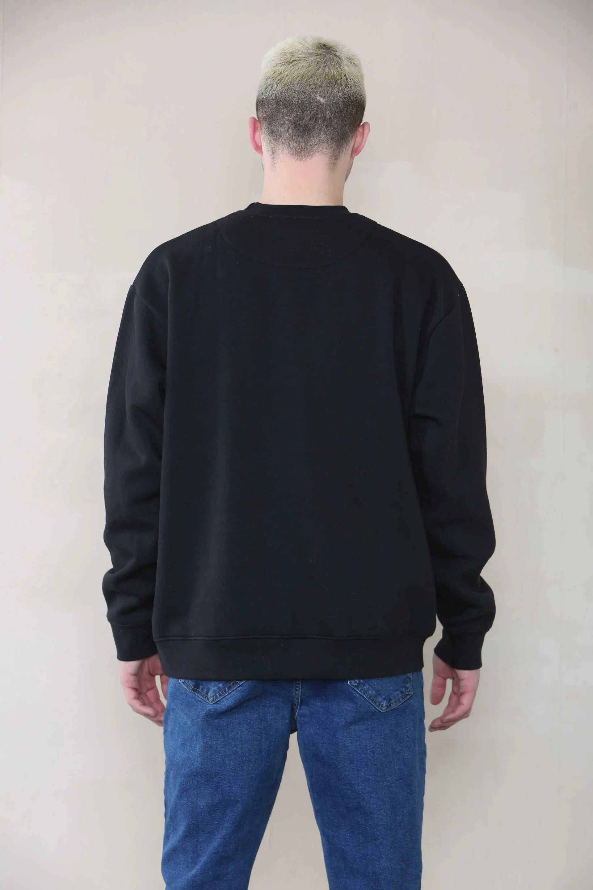 Basic Oversized Crew Neck Sweatshirt - Black For Men Cicay