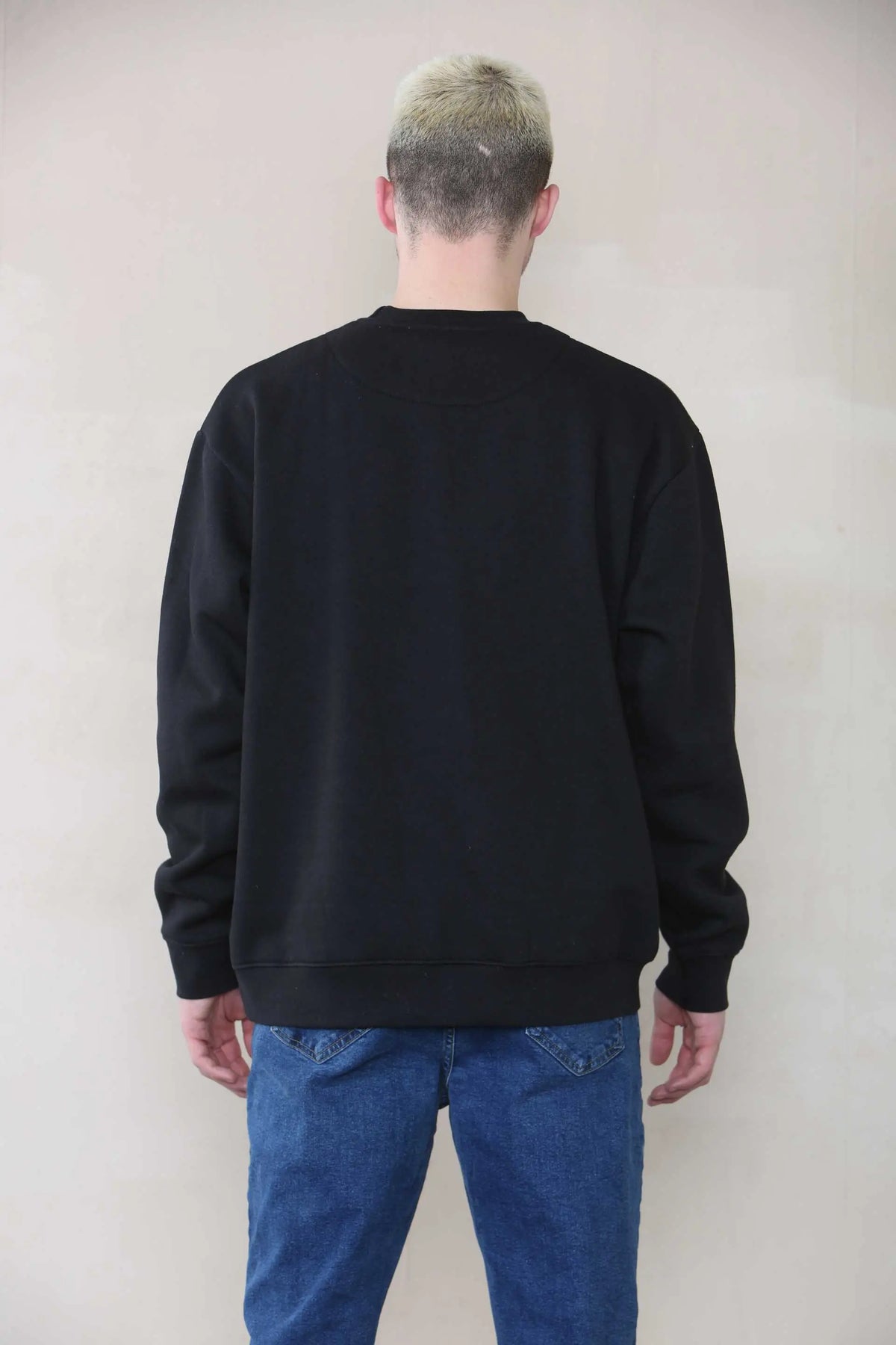 Basic Oversized Crew Neck Sweatshirt - Black For Men Cicay