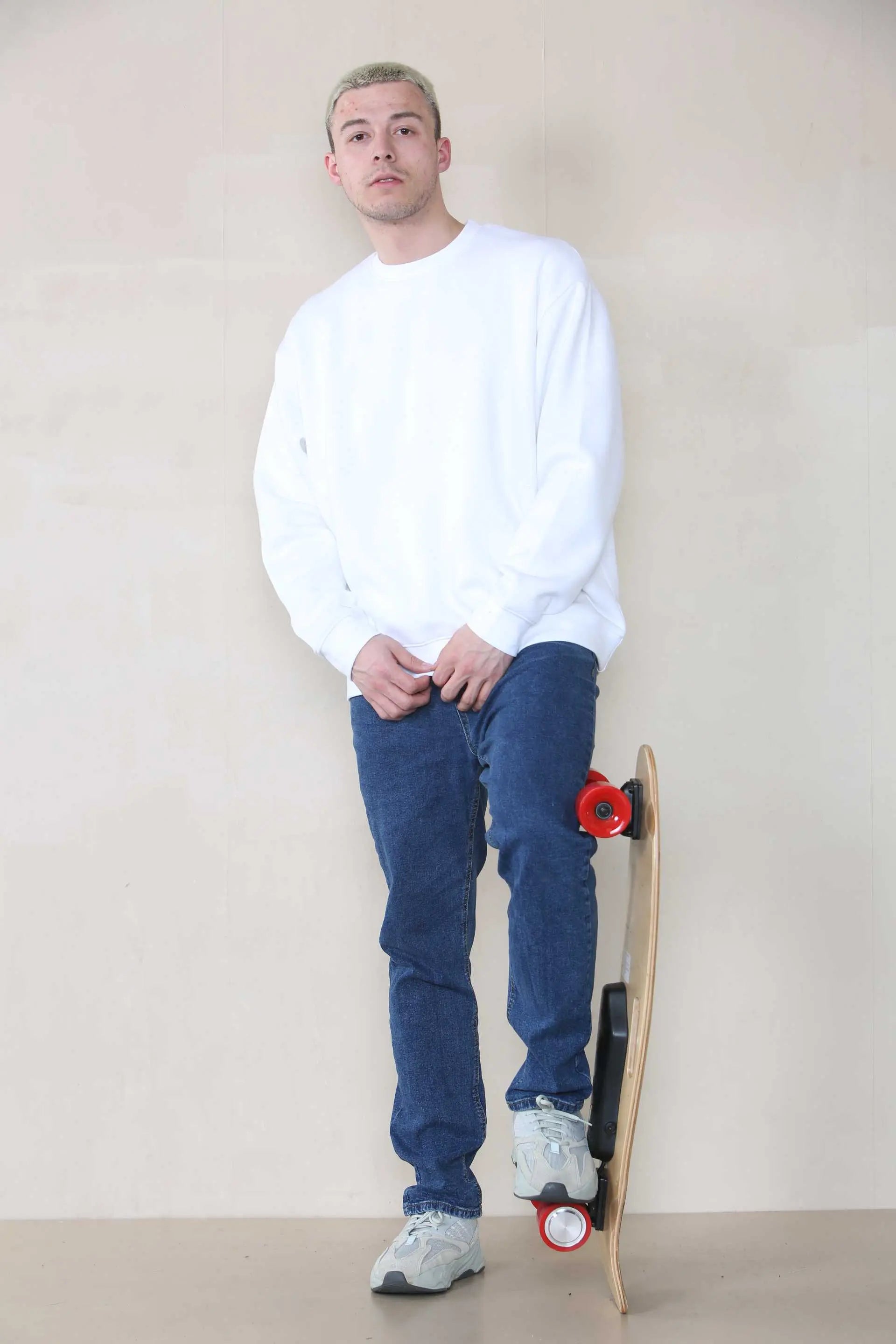 Basic Oversized Crew Neck Sweatshirt - White For Men Cicay