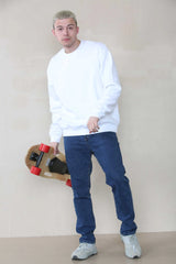 Basic Oversized Crew Neck Sweatshirt - White For Men Cicay