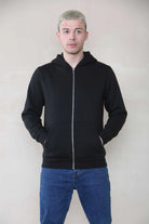Basic Zip Through Hoodie - Black For Men Cicay
