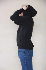 Basic Zip Through Hoodie - Black For Men Cicay