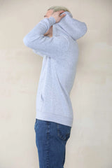 Basic Zip Through Hoodie - Grey Marl For Men Cicay