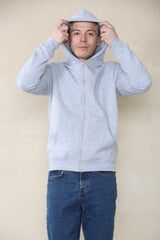 Basic Zip Through Hoodie - Grey Marl For Men Cicay