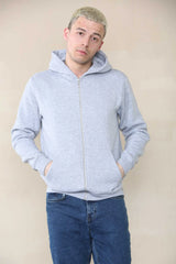 Basic Zip Through Hoodie - Grey Marl For Men Cicay