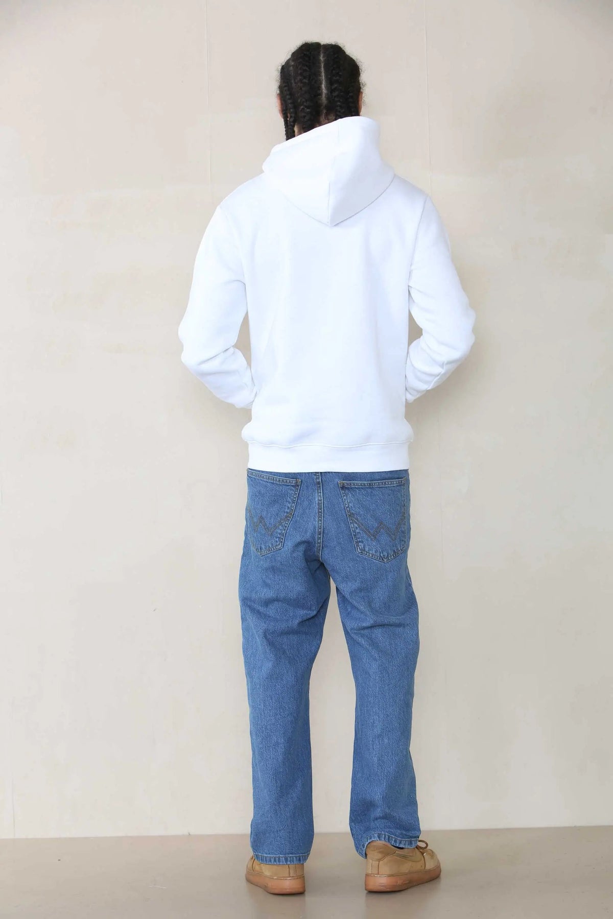 Basic Zip Through Hoodie - White For Men-4