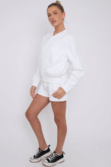 Bomber Neck Zip Through Top and  Shorts Loungewear Set CICAY